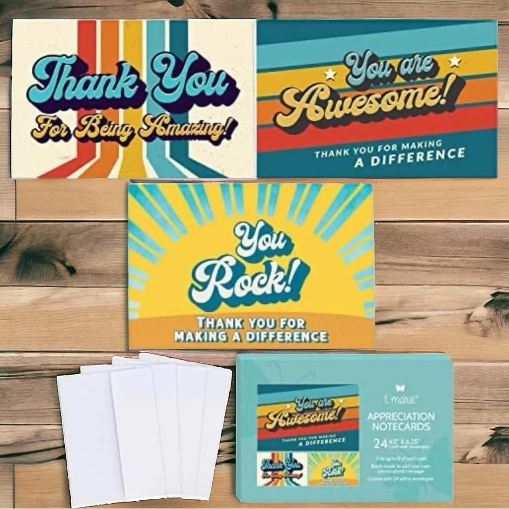 NWT T Marie 24 Retro Appreciation Cards + Envelopes